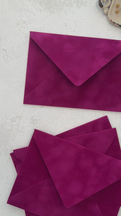 Velvet Envelopes - Fuschia Velvet Envelope - SET OF 10