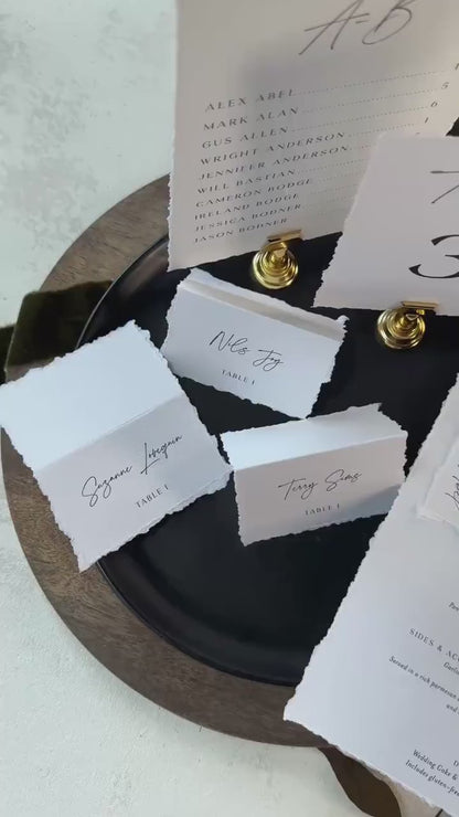 Deckle Edge Wedding Menu | Elegant Reception Table Decor - Style 283