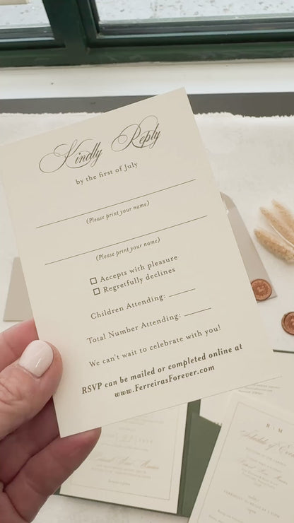 Green Wedding Invitation with Foil Invitation | Style 220