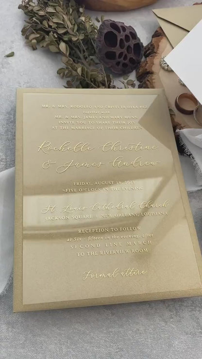 Acrylic Wedding Invitation | Invites  | Custom Invitations | Invitation Card | Elegant Invitations Unique RSVP - Style 207 - Option 2