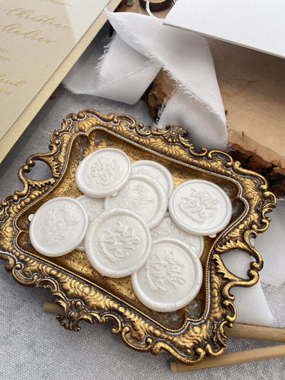 Pearl White Adhesive Wax Seals  |  Wax Seals Stickers  - Wax Seals for Envelopes or Wedding Invitations